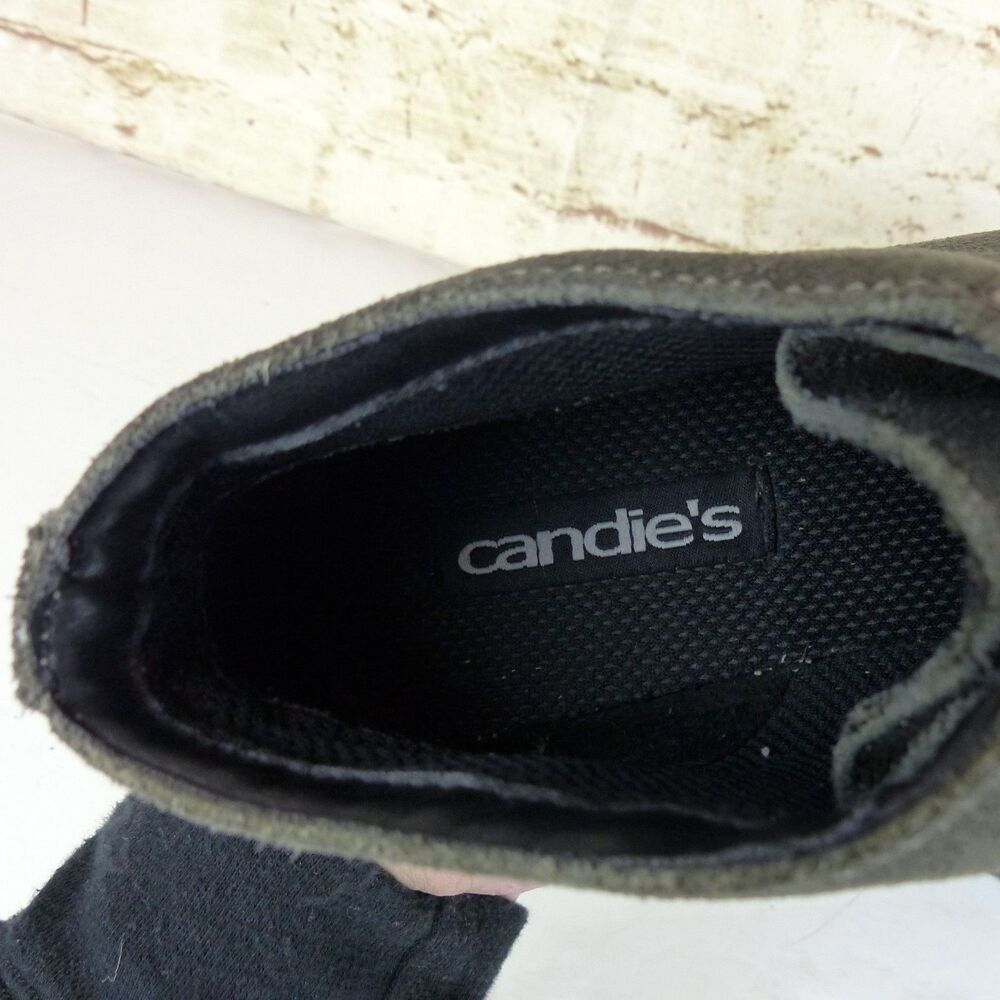 Candies Chukka Boots Women 8 Gray Suede Moc Toe Wallabee Lace Up Casual Y2K VTG - Picture 10 of 11